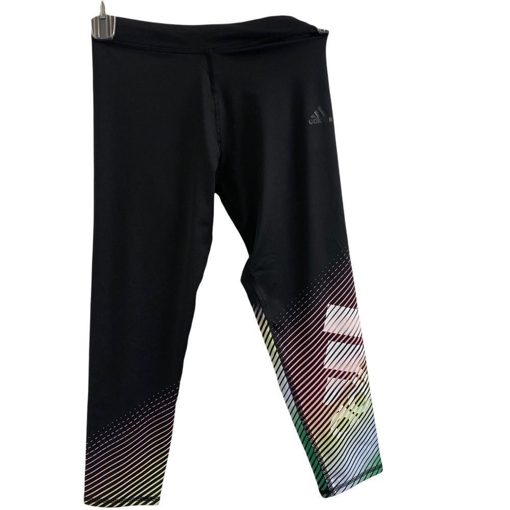 Adidas Leggings‎ Girls 14 Black Multi-color AEROREADY Graphic AK4749 Active